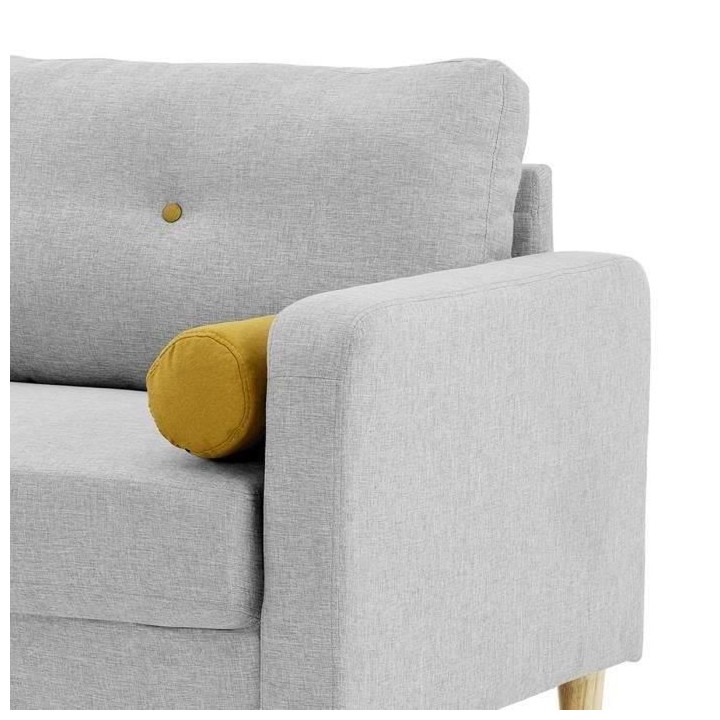 Canapé 3 places + 2 coussins - Tissu Gris clair - L 175 x P 80 x H 85
