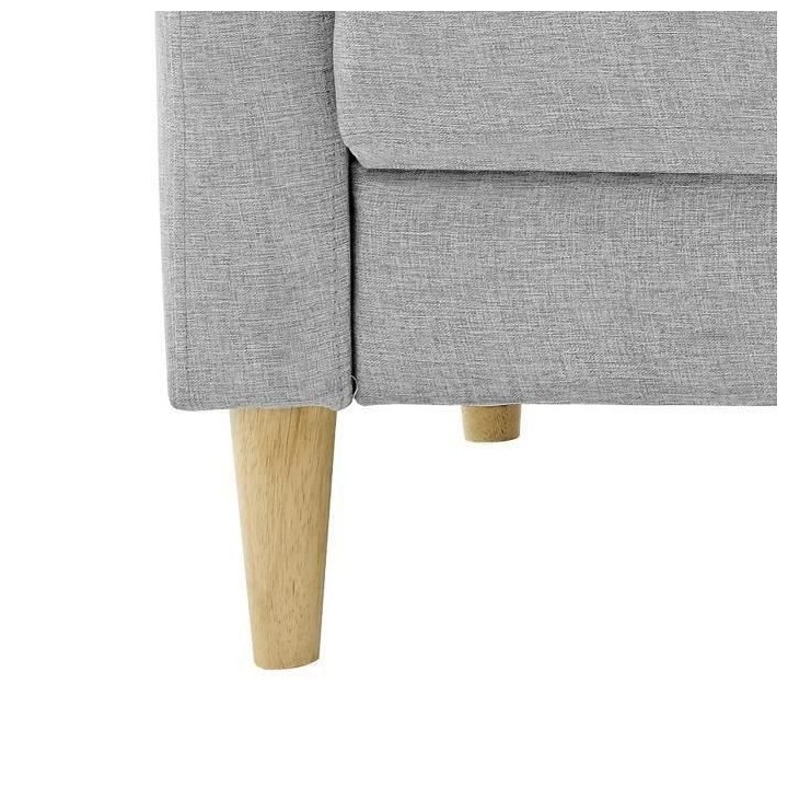 Canapé 3 places + 2 coussins - Tissu Gris clair - L 175 x P 80 x H 85