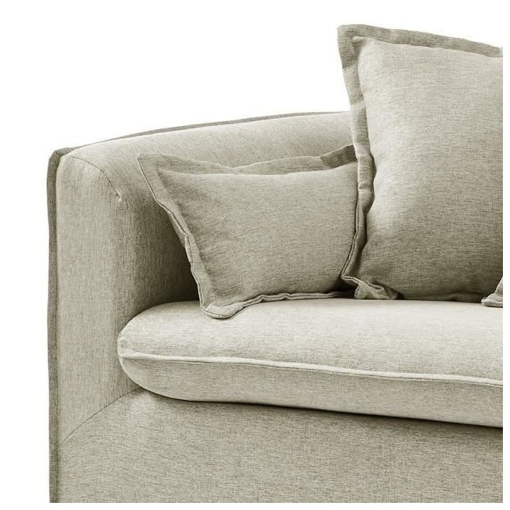 Canapé 3 places avec coussin - Tissu Beige - L 210 x P 83 x H 78 cm -