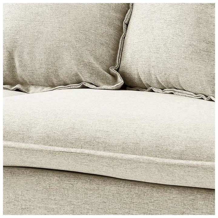 Canapé 3 places avec coussin - Tissu Beige - L 210 x P 83 x H 78 cm -