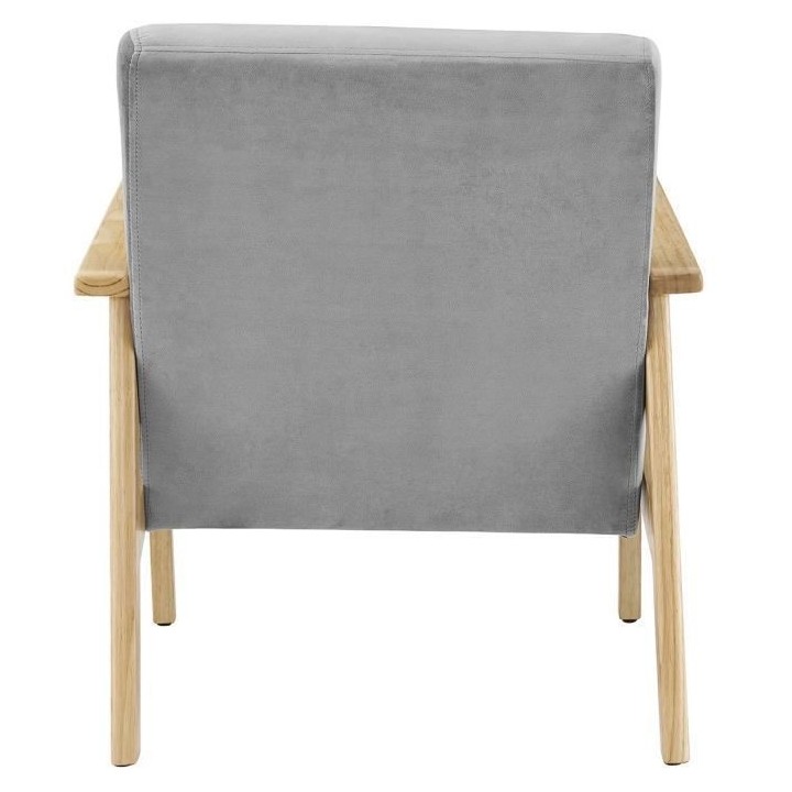 TULIO Fauteuil scandinave - Tissu gris et bois massif - L 63 x P 78 x