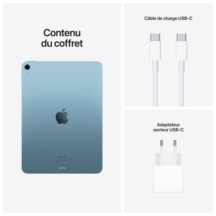 Apple - iPad Air (2022) - 10,9 - WiFi  - 256 Go - Bleu