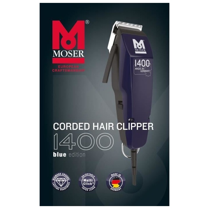 Tondeuse cheveux filaire MOSER - 1400 Clipper Blue Ed 1406-0458 - Levi