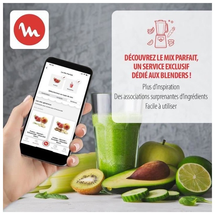 MOULINEX LM420510 Blender électrique, Mixeur, 600 W, Bol 1,25 L, 5 pr