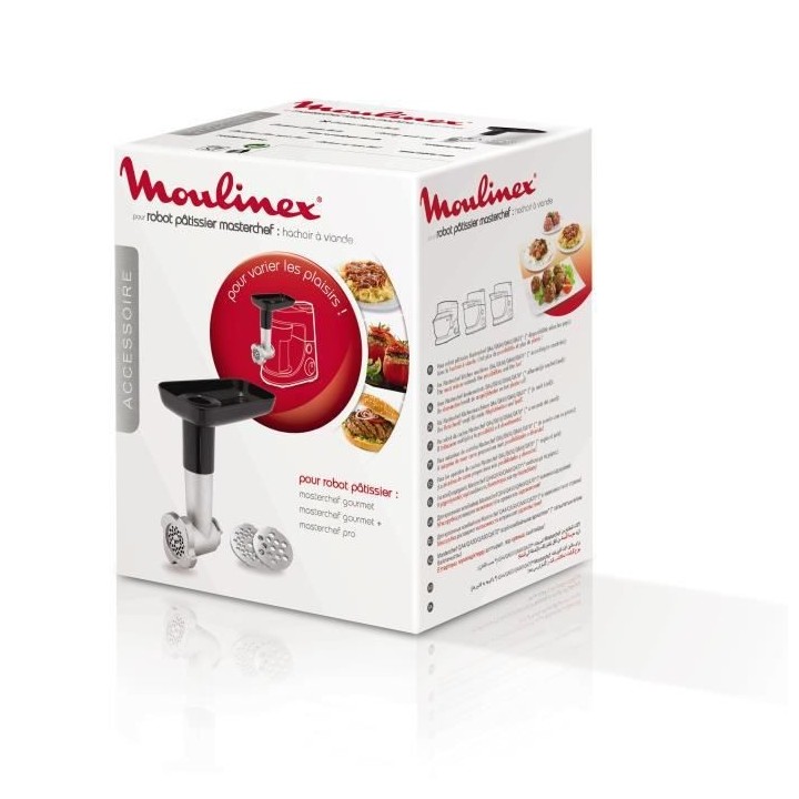 MOULINEX XF631BB1 Accessoire Hachoir a viande + 2 grilles acier inoxyd