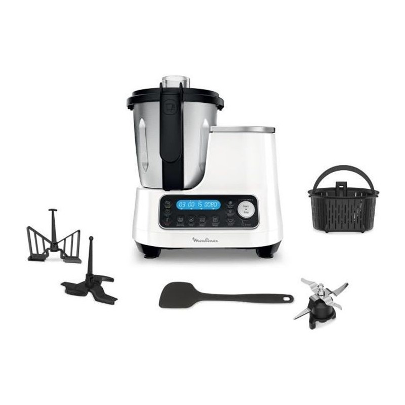 MOULINEX HF452110 Clickchef Robot cuiseur multifonction, Capacité utile 2 L, Compact, 32 fonctions, Balance intégrée, Panie