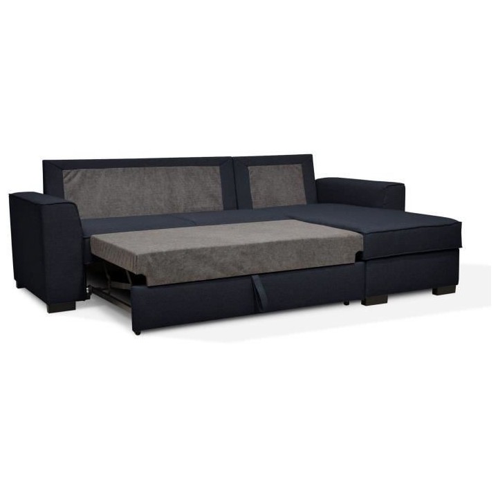 Canapé angle convertible réversible 4 places MONTREAL - Tissu bleu f