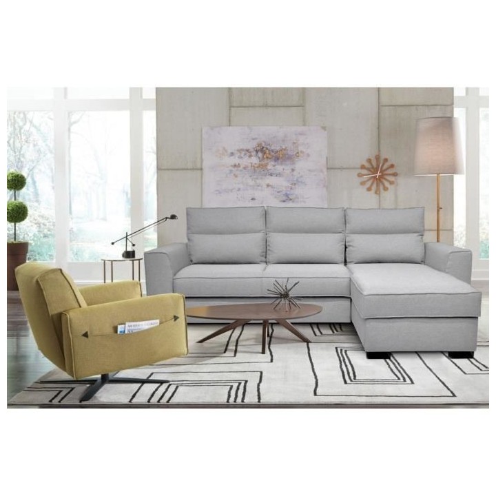 Canapé angle convertible réversible 4 places MONTREAL - Tissu gris c