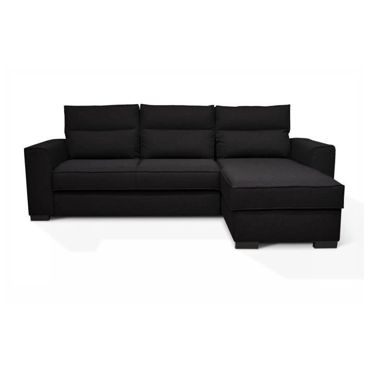 Canapé angle convertible réversible 4 places MONTREAL - Tissu noir -