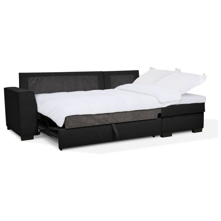 Canapé angle convertible réversible 4 places MONTREAL - Tissu noir -