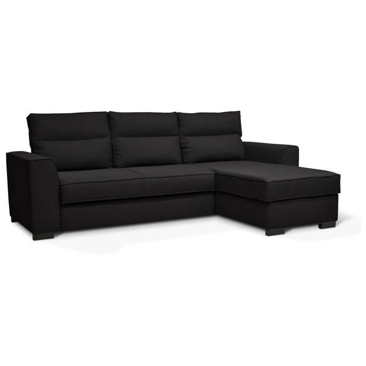 Canapé angle convertible réversible 4 places MONTREAL - Tissu noir -