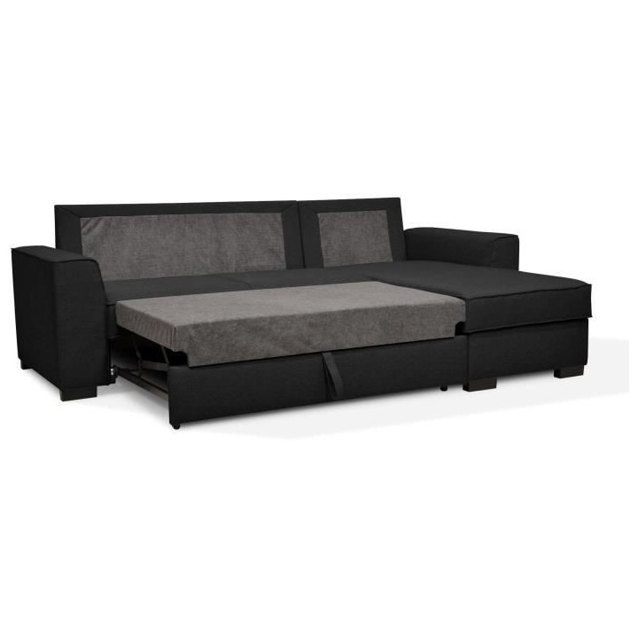 Canapé angle convertible réversible 4 places MONTREAL - Tissu noir -