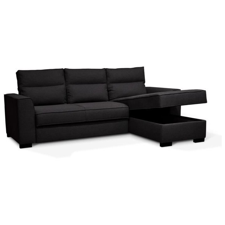 Canapé angle convertible réversible 4 places MONTREAL - Tissu noir -