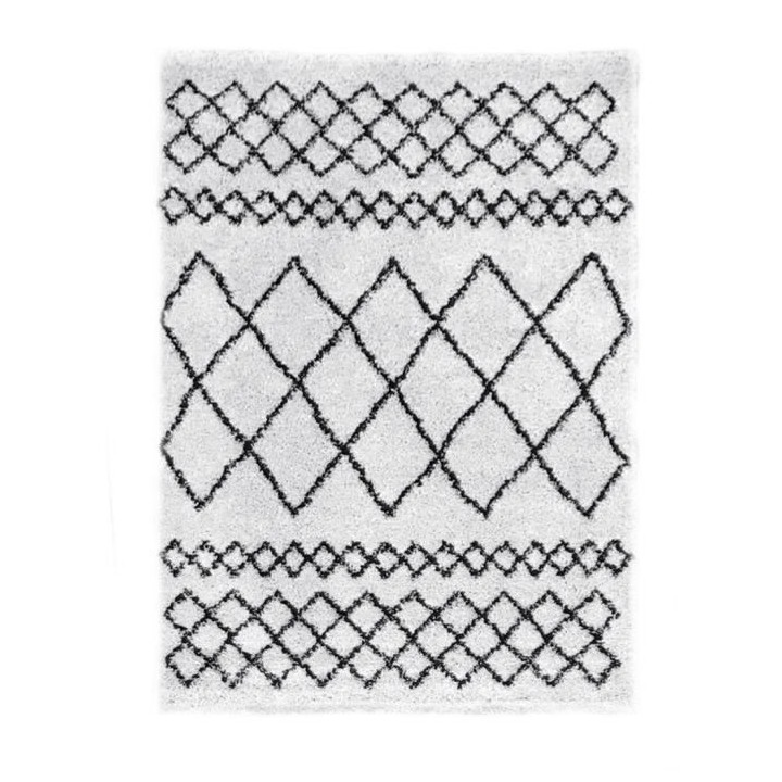 NEW ASMA Tapis de salon Shaggy - Style berbere - 150 x 220 cm - Blanc