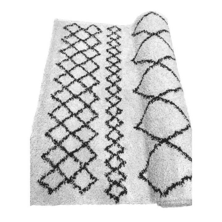 NEW ASMA Tapis de salon Shaggy - Style berbere - 150 x 220 cm - Blanc