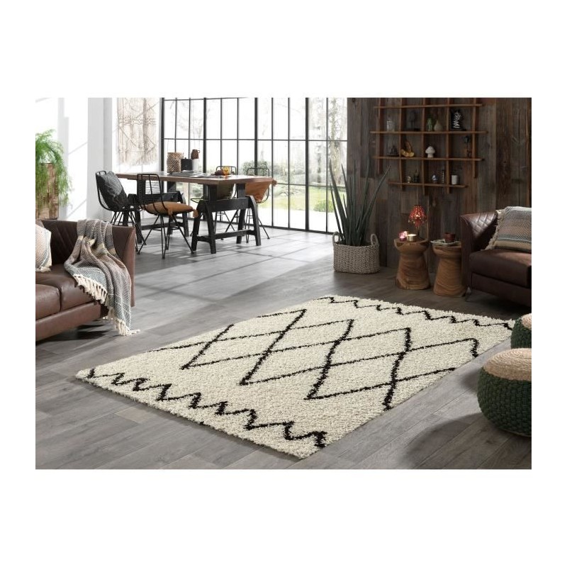 Tapis Shaggy berbere AYA 472 - 120 x 160 cm - Creme