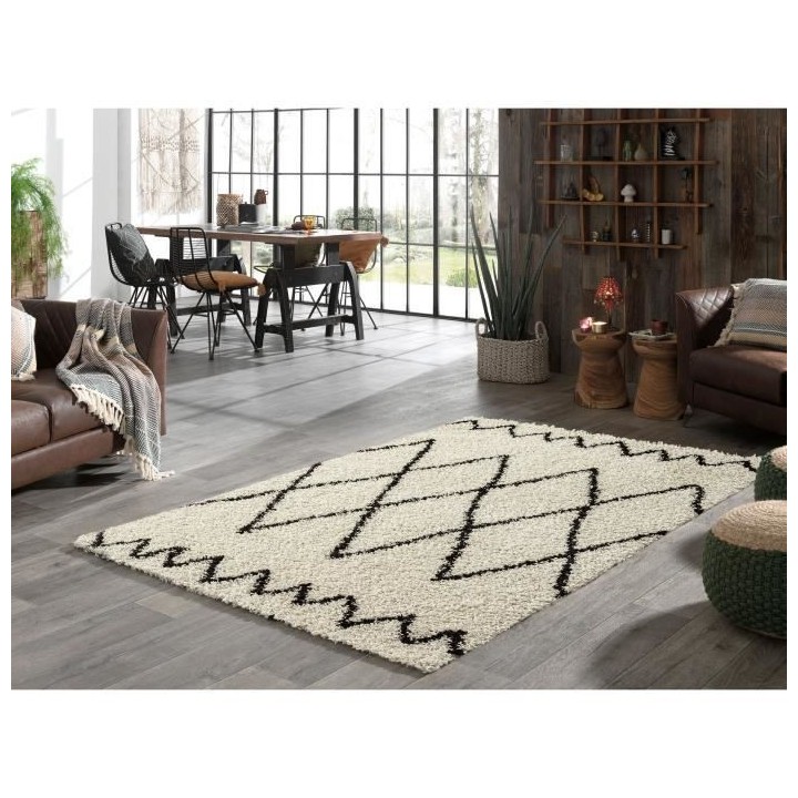 Tapis Shaggy berbere AYA 472 - 120 x 160 cm - Creme