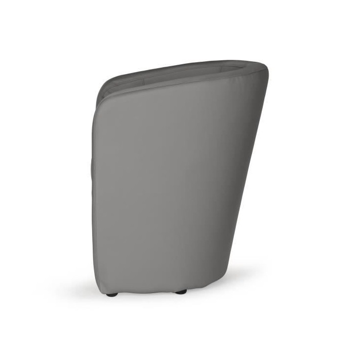 NUNO Fauteuil cabriolet + pouf en simili gris - L 59 x P 63 x H 77 cm