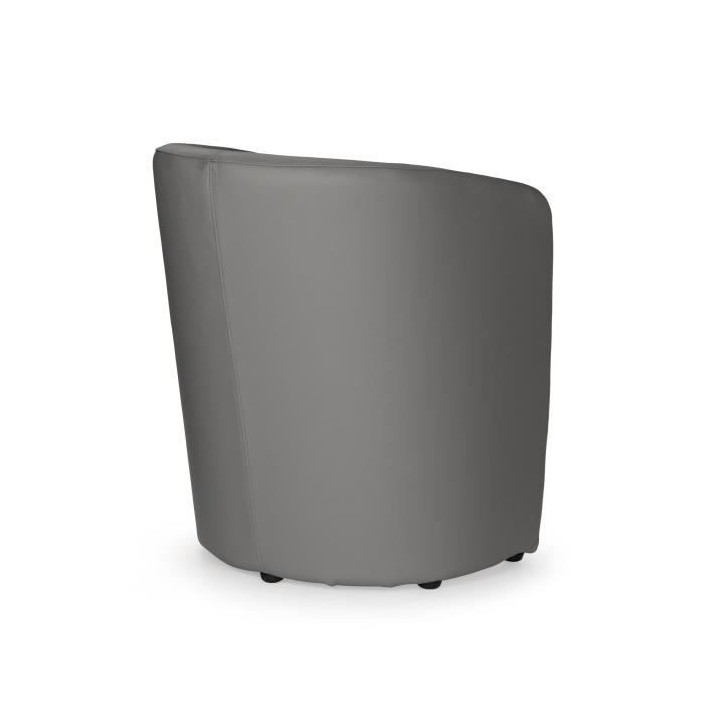 NUNO Fauteuil cabriolet + pouf en simili gris - L 59 x P 63 x H 77 cm