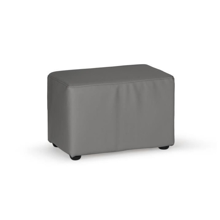 NUNO Fauteuil cabriolet + pouf en simili gris - L 59 x P 63 x H 77 cm