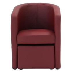 NUNO Fauteuil cabriolet + pouf en simili rouge - L 59 x P 63 x H 77 cm