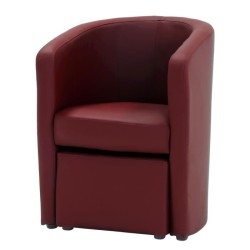 NUNO Fauteuil cabriolet + pouf en simili rouge - L 59 x P 63 x H 77 cm