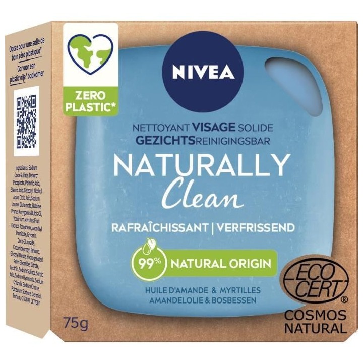 NIVEA Naturally Clean Pain Dermato Rafraichissant - 75 g