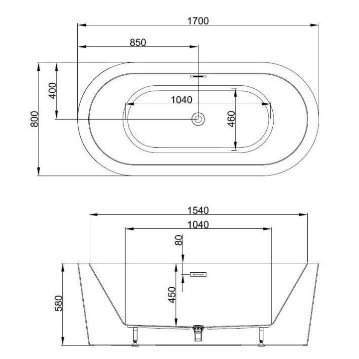 OCEANIC Baignoire ilot Islã - L.170 x I.80 x H.58 cm - En acrylique -