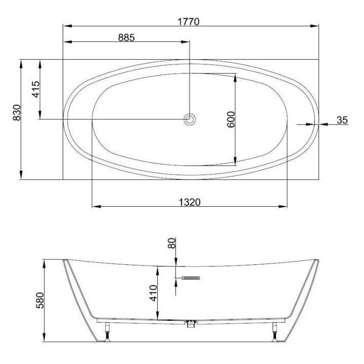 OCEANIC Baignoire ilot Rosã - L.177 x I.83 x H.58 cm - En acrylique -