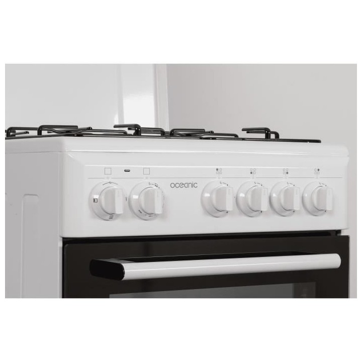 Cuisiniere gaz OCEANIC OCEACG50GW - 4 feux - L49,8 xP61 xH 86 cm - Bla