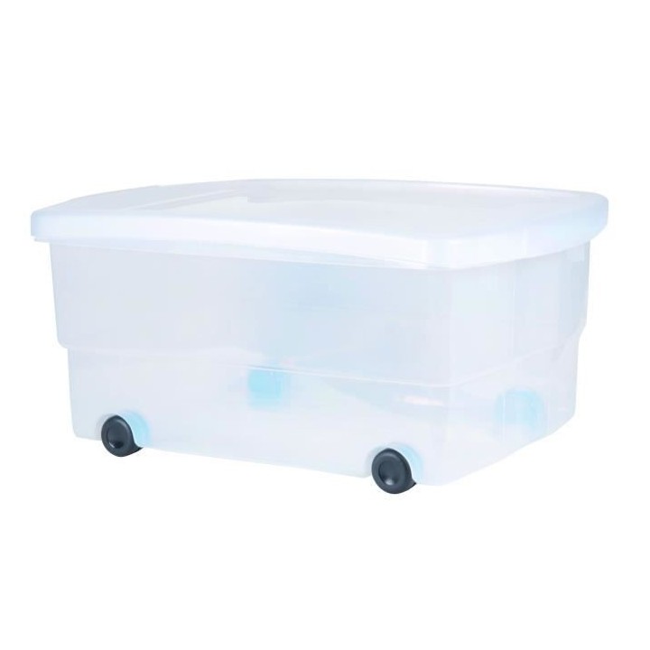 EDA PLASTIQUE Coffre 80 L a roulettes - 69 x 48 x 33,5 cm - Blanc natu