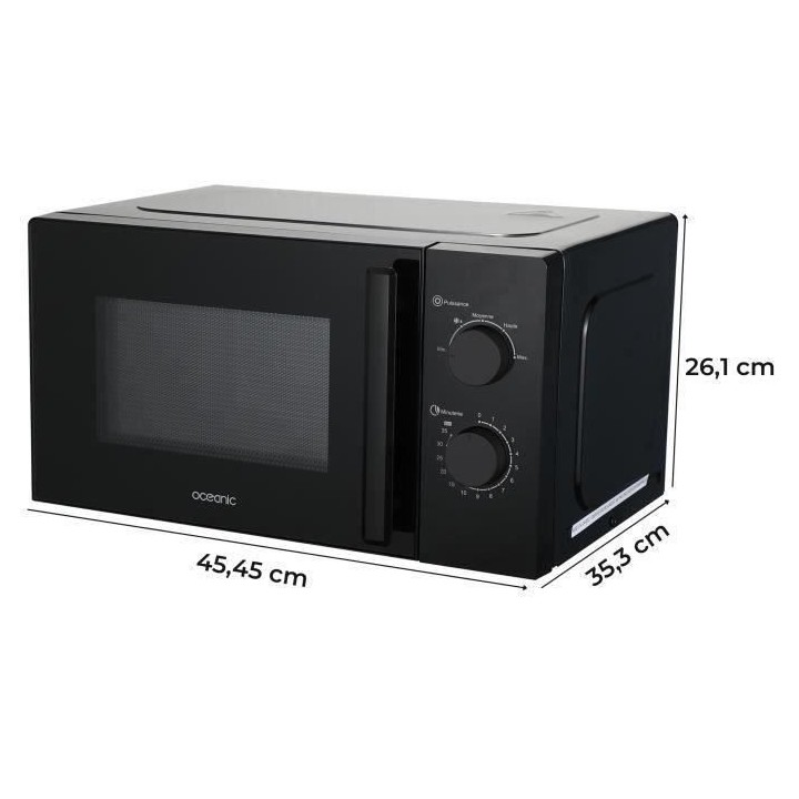 Micro-ondes OCEANIC MO20B8 Noir l 45,45 x H26,1 x P35,3 cm - 20L