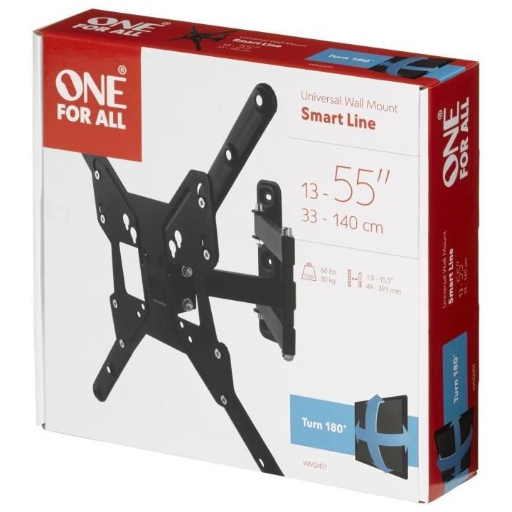 ONE FOR ALL WM2451 - Support mural TV Inclinable 15° et Orientable 18