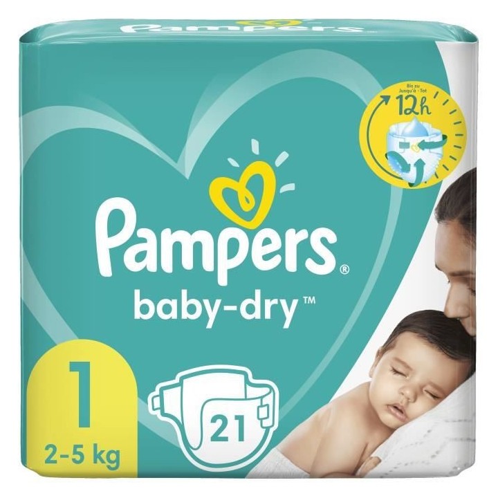 PAMPERS Baby-Dry Taille 1 - 21 Couches - 2 a 5kg