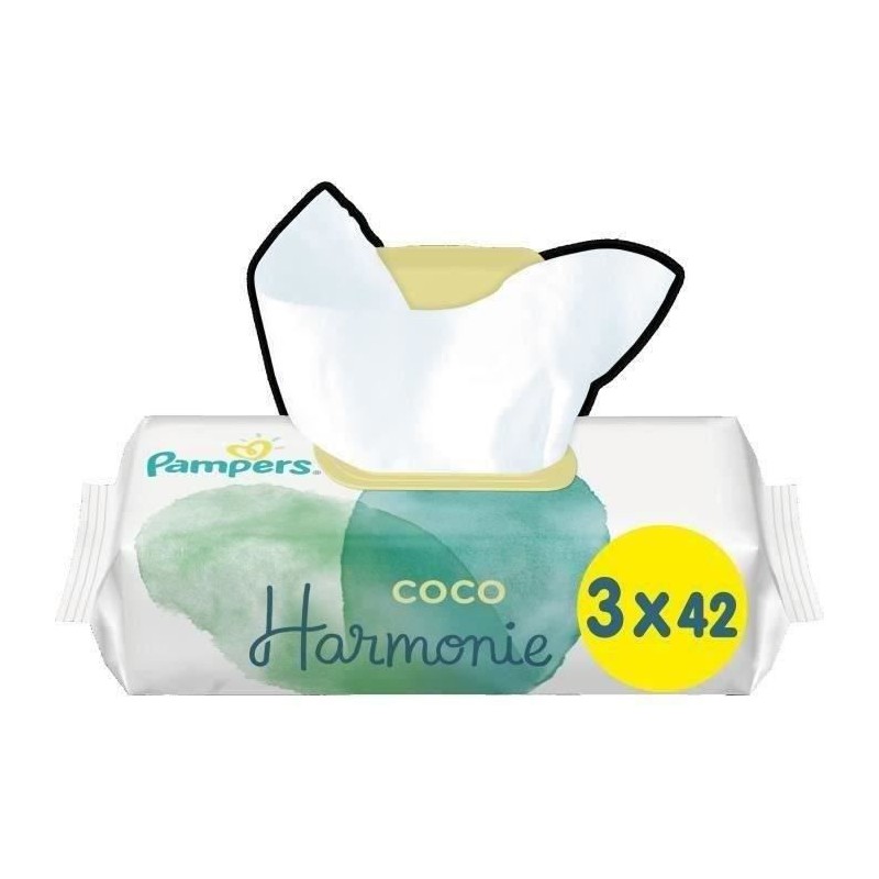 PAMPERS Lingettes pour bébé Harmonie Coco - Lot de 3 X 42 - 126 Lingettes