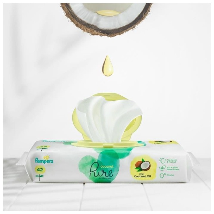 PAMPERS Lingettes pour bébé Harmonie Coco - Lot de 3 X 42 - 126 Ling