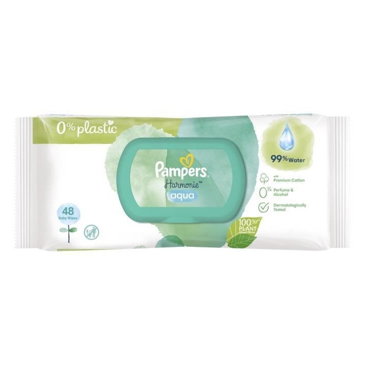 PAMPERS Harmonie Aqua - 48 Lingettes pour Bébé