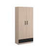 PARISOT Armoire 2 portes battantes + 1 tiroir - Panneaux de particules - Décor chene et noir - L 78 cm x P 38 cm x H 170 cm - V