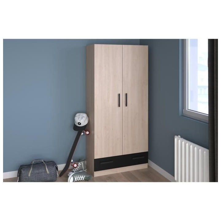 PARISOT Armoire 2 portes battantes + 1 tiroir - Panneaux de particules