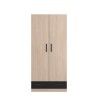 PARISOT Armoire 2 portes battantes + 1 tiroir - Panneaux de particules - Décor chene et noir - L 78 cm x P 38 cm x H 170 cm - V