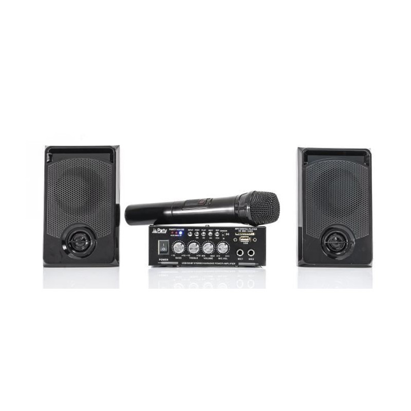 PARTY LIGHT&SOUND PARTY-KA100 - Kit karaoké : 1 amplificateur 2x50W, 2 enceintes, 1 micro - 76dB - Bluetooth, USB