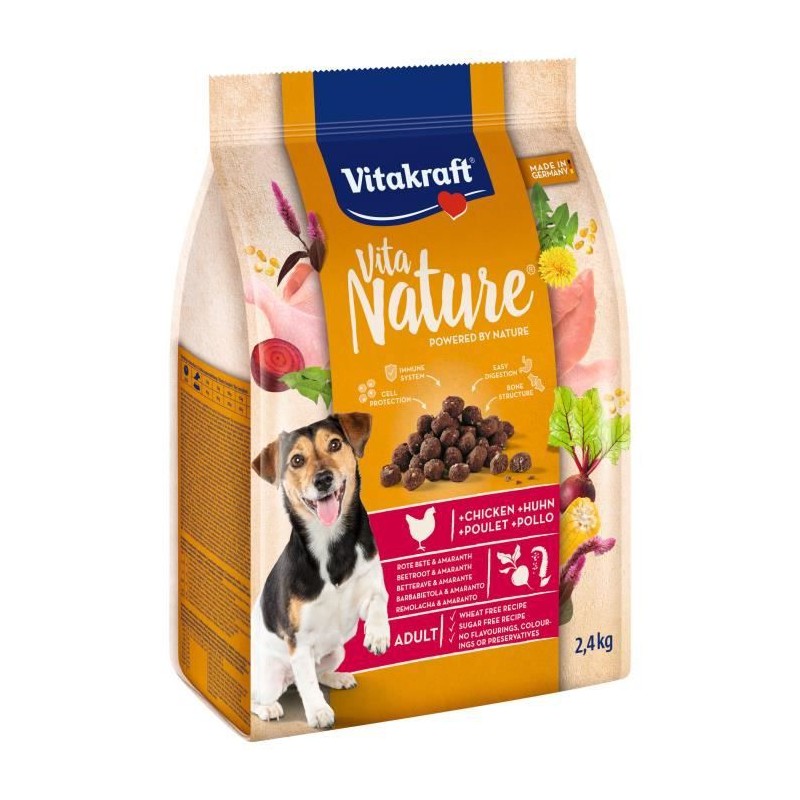 VITAKRAFT Vita Nature Croquettes pour chien au Veau avec carottes et myrtilles - Lot de 3x2,4 kg