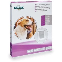 PetSafe - Porte pour chien Originale Staywell,2 voies d'acces/entrée et sortie- Rigide,Panneau de Fermeture Inclus – Blanc, T