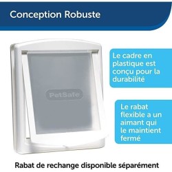 PetSafe - Porte pour chien Originale Staywell,2 voies d'acces/entrée et sortie- Rigide,Panneau de Fermeture Inclus – Blanc, T