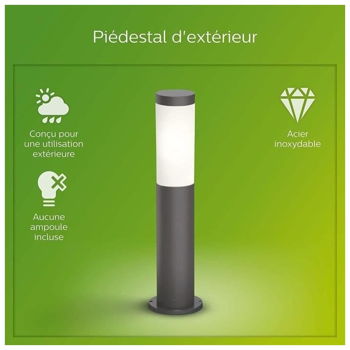 Borne extérieure PHILIPS Utrecht - 1x20W - Anthracite