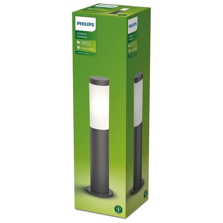 Borne extérieure PHILIPS Utrecht - 1x20W - Anthracite