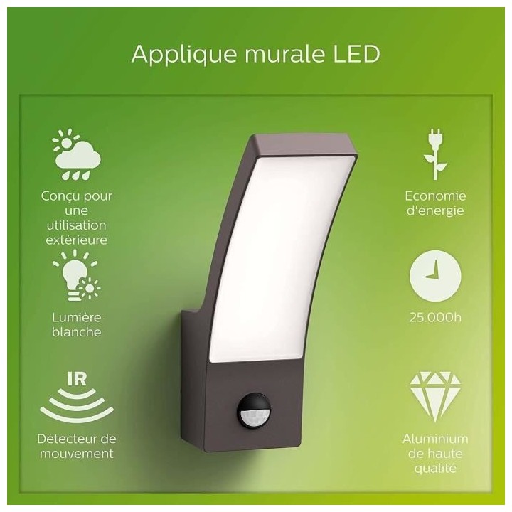 Applique murale PHILIPS Splay - Infrarouge 12W - Anthracite