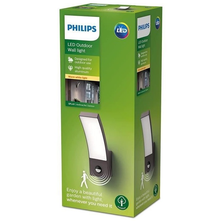 Applique murale PHILIPS Splay - Infrarouge 12W - Anthracite