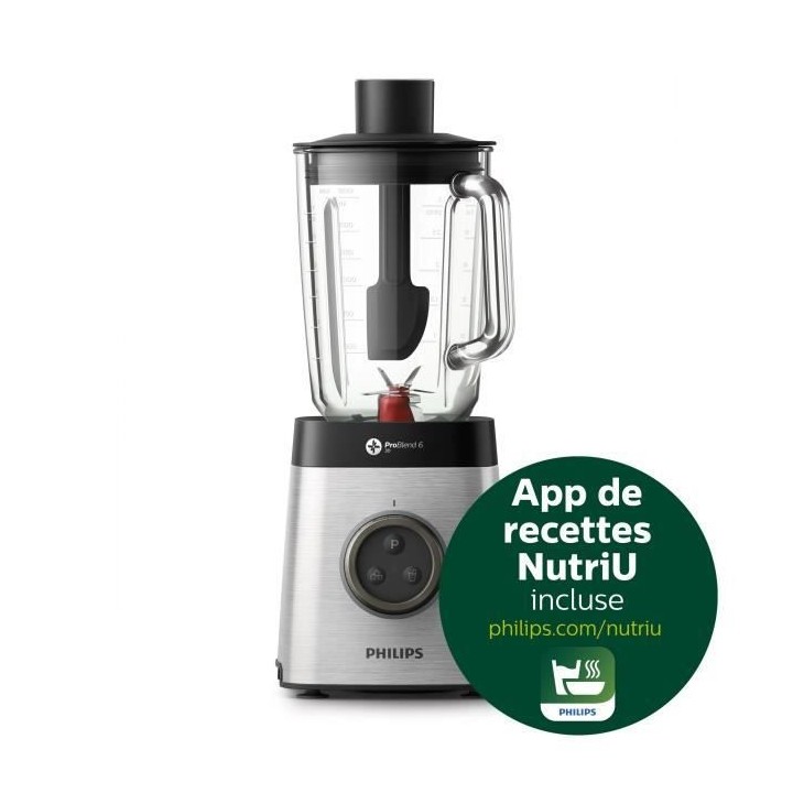 PHILIPS Blender HR3655/00 Avance Collection Mixeur avec Bol en Verre +