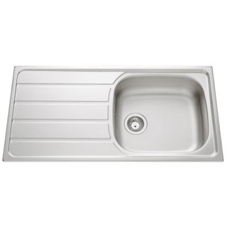 EWI Evier cuisine a encastrer 1 grand bac + 1 égouttoir Quartz - Inox